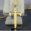 Vente en gros en acier inoxydable grand pendentif croix d&#39;or